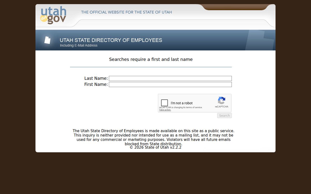 Utah County people directories access through the state employee phone book