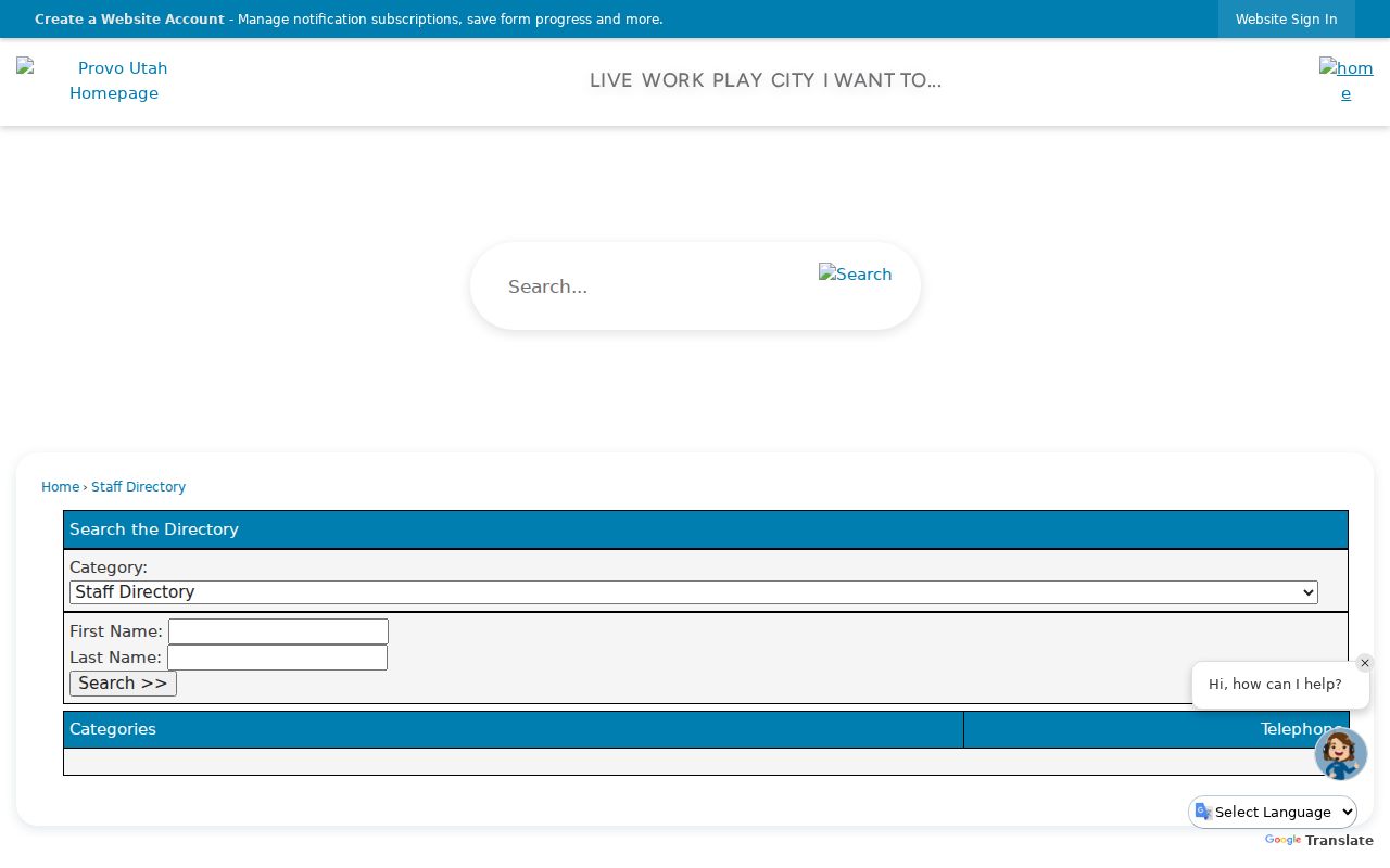 Utah County people directories search controls for Provo staff