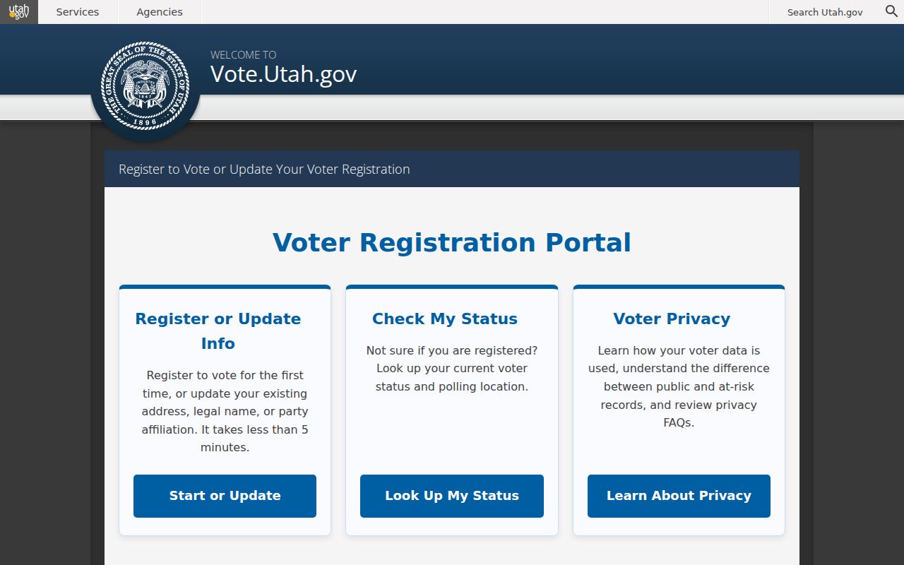 Utah County voter registration Check My Status entry